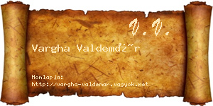 Vargha Valdemár névjegykártya